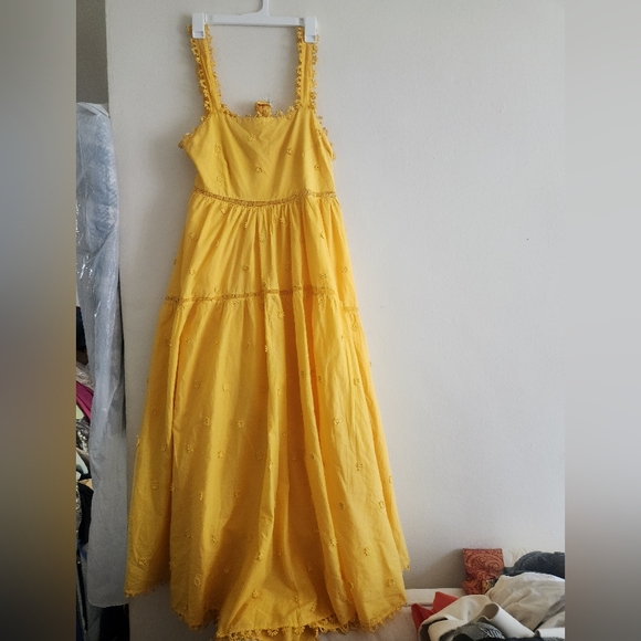 FARM RIO Yellow 3D Flowers Midi Dress Size L BNWT NO LOW balling!!! - Picture 4 of 14